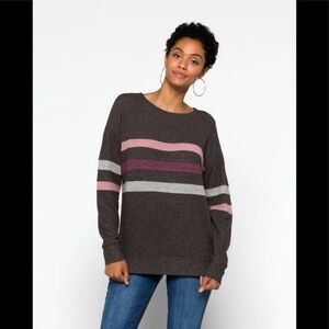 Nine Britton Dalia Brushed Knit Top/ Dark Grey S